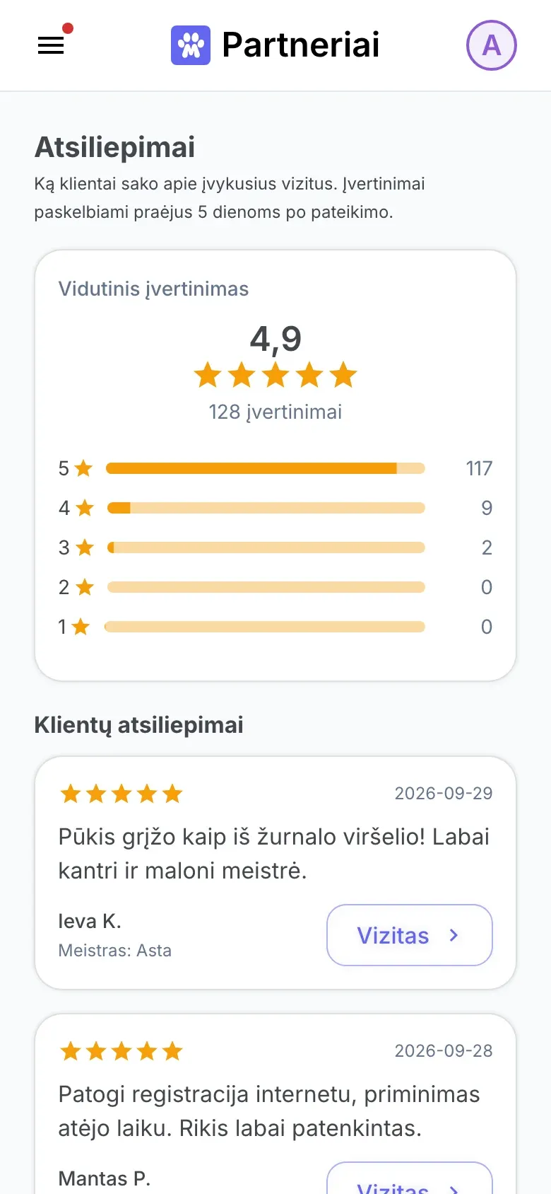 Murzius Partners programėlė: salono įvertinimai ir atsiliepimai